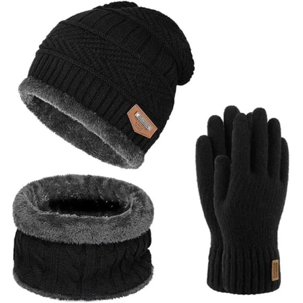 Warm Winter Beanie Hat & Scarf Set Stylish Knit Skull Cap for Men Women (05